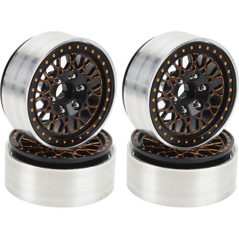 Jantes en alliage d'aluminium pour crawler RC Axial SCX10 90046 1/10, moyeu de roue de 1,9 pouce, noir et or. (1/5)