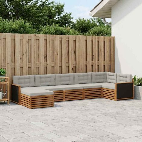vidaXL Set di divani da esterno 7 pz Naturale e Grigio Chiaro (1/5)