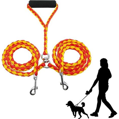 Cosensi Doppel Hundeleine Verstellbar für 2 Hunde Nylon 140 cm Weich gepolsterter Griff Robuster Verteiler Hundegeschirr (1/5)
