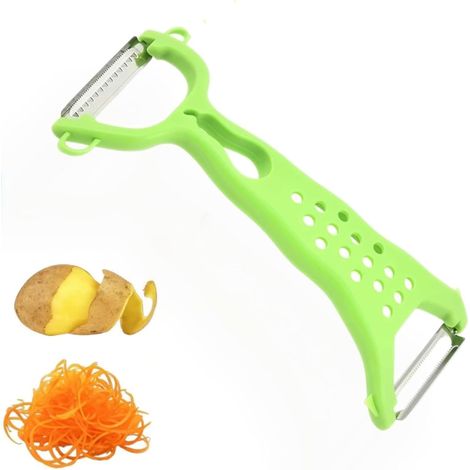 Veggie Glide – Doppelfunktions-Edelstahlschäler, 2 in 1 zum Schälen und Reiben, Obst- und Gemüseschäler mit ergonomischem Griff (grün)