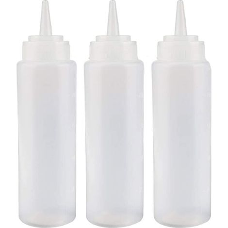 Bouteille Pression - 240 ml - Polypropylène Alimentaire - Pour Sauces Condiments Huile Vinaigrette - Lot de 4 (1/5)
