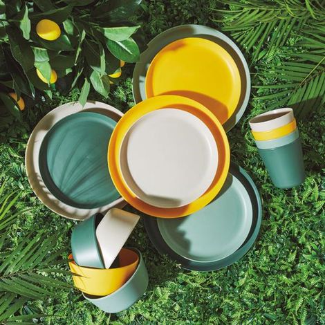 Lot de 24 assiettes en plastique Série Soleil 20 cm - talla