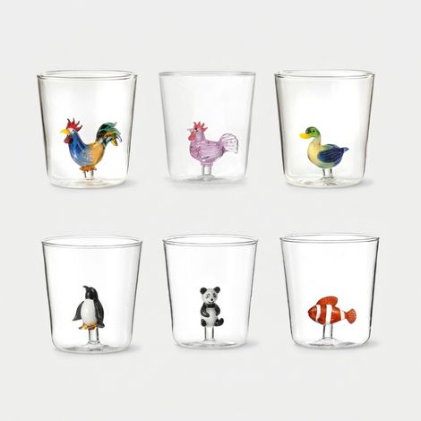 Set 6 bicchieri in vetro decorati Pet Friends Mix 6 (1/3)
