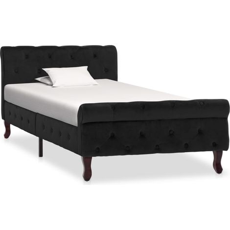 Cadre de lit sans matelas noir velours 90x200 cm (1/5)