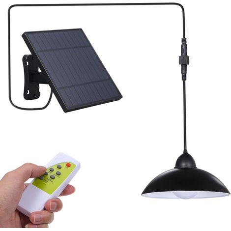 Tomshine Solar Pendant Light avec télécommande luminosité réglable 12 LEDS LAMPE SHED IP65 éclairage extérieur résistant à l'eau pour le balcon de patio de jardin (1/4)
