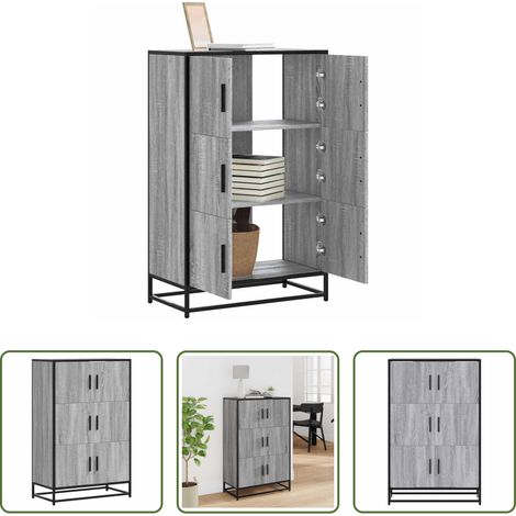 vidaXL Buffet bois métal -  Buffet haut sonoma gris 68x35x106,5 cm bois ingénierie et métal (1/5)