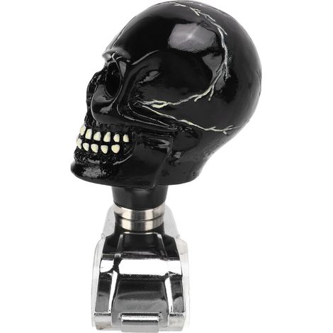 Lenkradgriff in Totenkopfform, 3 cm, aus Kunstharz, drehbar, Fahrhilfe für Auto, LKW, Traktor, Boot – Schwarz (1/5)