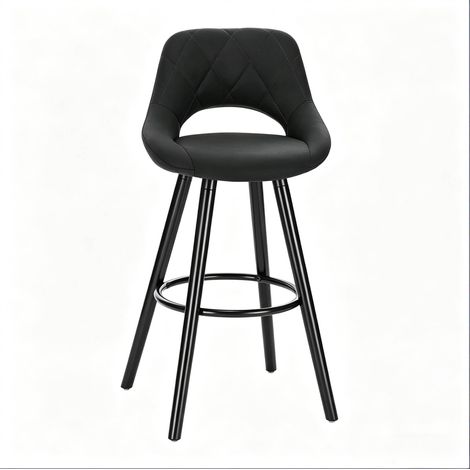 Tabouret de bar en bois massif avec assise en tissu, hauteur 91 cm, pour cuisine et bar (1/5)