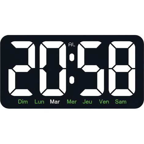Horloge murale et réveil numérique LED multifonction blanc blanc 26 × 13,5 × 3 cm 385 g – Livraison gratuite