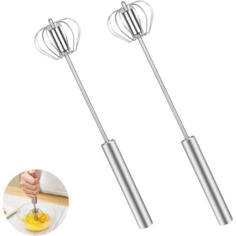 Set mit 2 tragbaren, multifunktionalen, halbautomatischen Druckschneebesen aus Edelstahl zum Mischen und Aufschäumen - KZQ