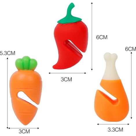 Stopper Antidébordement En Silicone - Pour Couvercle De Casserole - Forme Piment Carotte Cuissot - Résistant À La Chaleur Jusqu'à 230 °C - Lot De 3 Pièces (1/5)