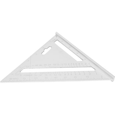 Équerre de charpentier en alliage d'aluminium, outil de mesure pour charpentier : équerre, rapporteur, règle, outil de mesure.