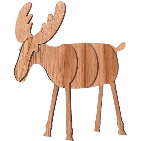 Décoration de Noël en bois représentant un cerf et un élan, idéale pour le salon, la chambre ou une fête. Grande taille (kaki).-Khaki