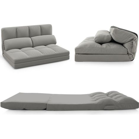 Divano letto trasformabile pieghevole 72 x 102 x 54 cm schienale regolabile in 6 posizioni sensazione di comfort velluto grigio chiaro 200018147