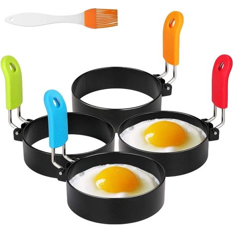 Lot de 4 moules à omelette en acier inoxydable antiadhésif, accessoires de cuisine, outils pour œufs durs. (1/5)