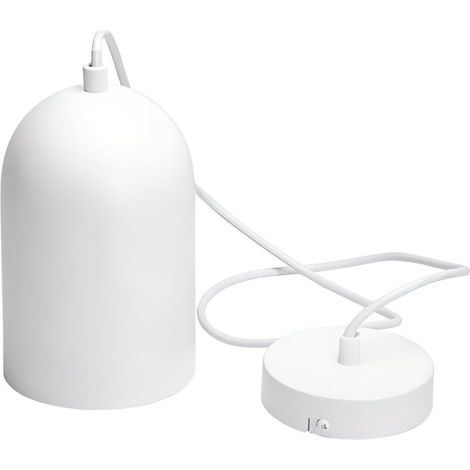 Suspension minimaliste fer blanc, douille E27, éclairage clair et moderne pour intérieur domestique (1/2)