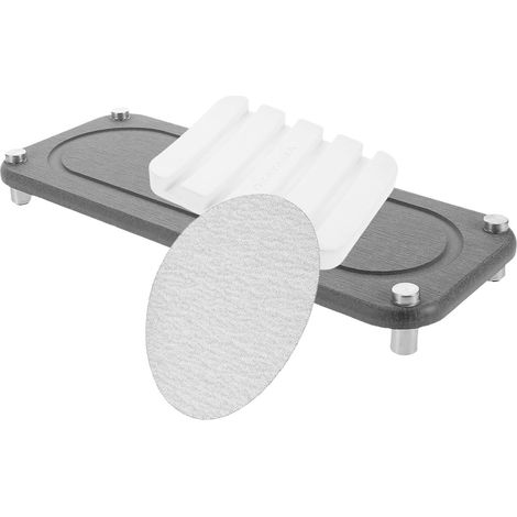 Plateau D'évier en Diatomite à Séchage Rapide 2 Pcs avec Porte-savonnette Intégré, Tapis Absorbant Cuisine et Salle de Bain, Bac Organiseur en Matériau Absorbant Eau, Couleur Gris'-'- (1/5)