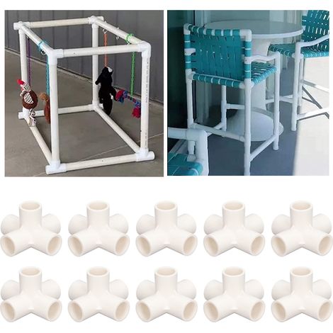 10 Pièces Raccord PVC à 5 Voies 25mm Coude Blanc pour Meubles Serre Tente
