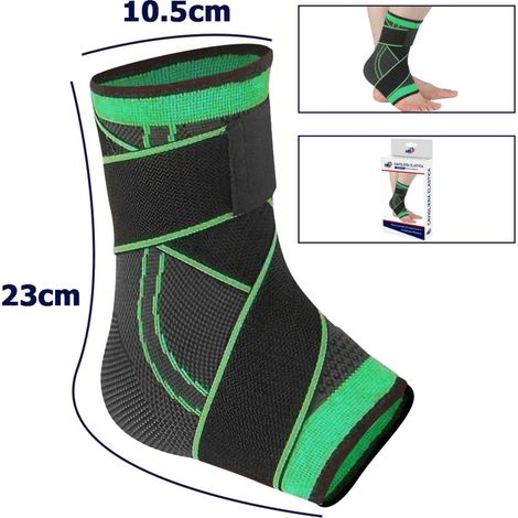 Trade Shop - Coppia Cavigliere Supporto Per Caviglia Anallergica Elastica Sport Fitness Verde -