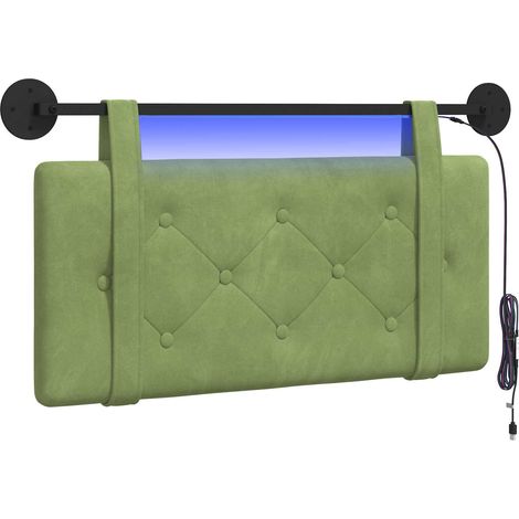 Testiera Testata del letto sospesa Con luce LED Verde chiaro Velluto (1/5)