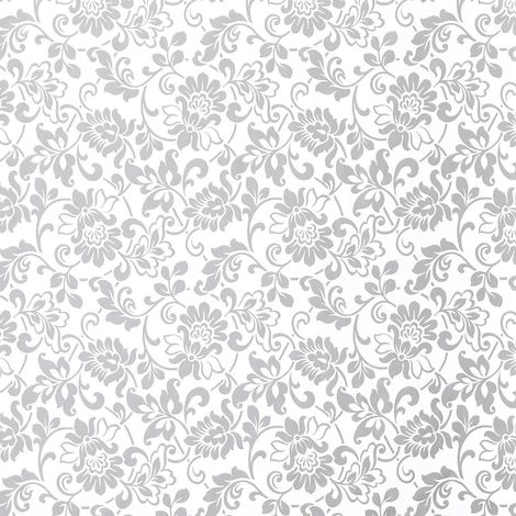 Floral Silver Metallic Fablon Heritage Self Adhesive Film 2 m X 45 cm Vinyl (1/4)