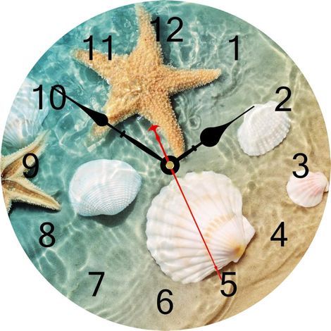Reloj de pared con forma de estrella de mar marina, silencioso, decorativo, funciona con pilas, fácil de leer, ideal para el hogar, la oficina o la escuela, 34 cm. (1/5)