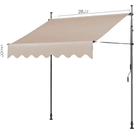 Toldo parasol resistente a los rayos UV, altura regulable, color caqui, 300 x 120 cm. (1/2)