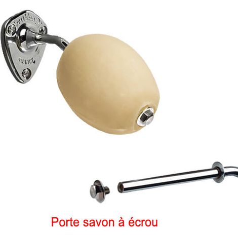 Savon rotatif lait d'amande avec porte-savon mural en laiton chromé – Économique et naturel – 10,6 cm x 6,5 cm x 7,6 cm – Provendi
