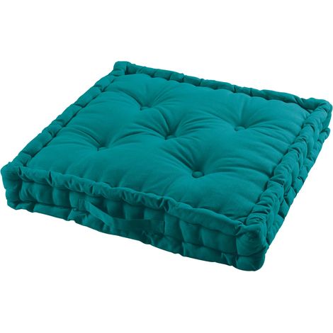 Coussin de sol matelassé en coton vert Emeraude 60cm (1/3)