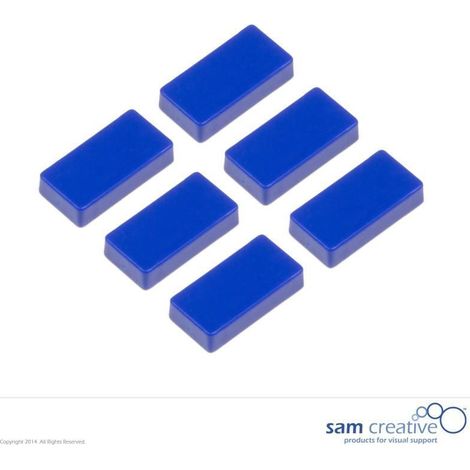 Jeu d'aimants rectangulaires 12x24mm bleu (6 pièces)