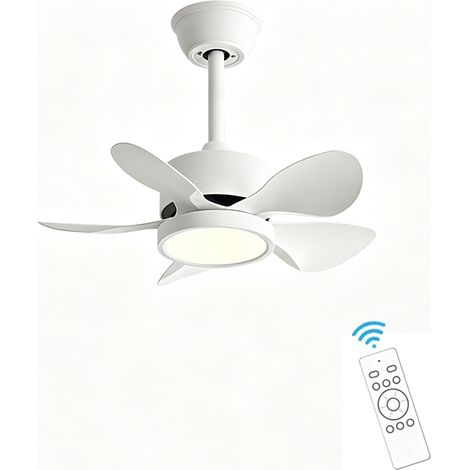 LED Deckenventilator 56 cm mit Beleuchtung, 5 Rotorblätter, Fernbedienung, 3 Lichtmodi, 6 Geschwindigkeiten im Retro Stil für Wohnzimmer und Schlafzimmer (1/4)