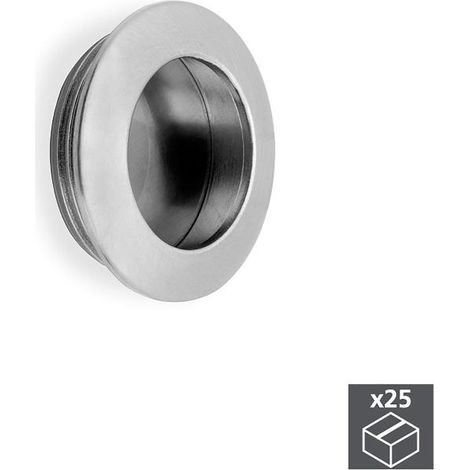 Emuca Lote de 25 pomos para mueble Benetusser, diámetro 41mm, Zamak, Níquel satinado