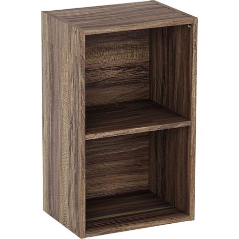 Bibliothèque 2 Niveau Cube, Moderne Space-Saving Meuble de Rangement for Salon, Chambre Or Bureau, Autoportant Exposition Shelf, H54xW32xD24cm (Noyer) (1/5)