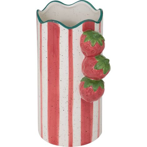 Jarrón con rayas rojas y blancas Fruity Strawberry 15x11x23,5 cm - Atmosphera créateur d'intérieur