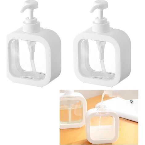 2Pcs Distributeur Savon, 300ML Flacon Pompe Vide, Distributeur Savon Liquide, Distributeur Gel Douche, Distributeur Liquide Vaisselle pour Bain, Cuisine (1/5)