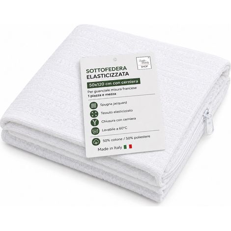 Federa Sottofedera Elasticizzata 50x120 con Cerniera – Misura Francese in Spugna Jacquard Made in Italy (1/4)