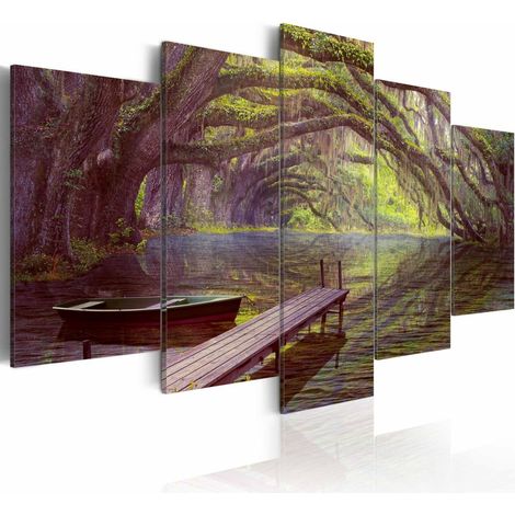 Tableau paysage, lac et arbres - 200 x 100 cm (1/4)