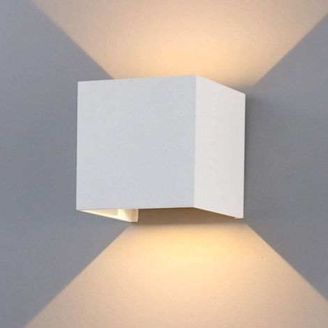 Applique murale intérieure/extérieure 12 W avec angle de faisceau réglable, LED blanc chaud 3000 K, étanche IP65, pour salon et chambre (blanc, avec détecteur de mouvement) (1/5)