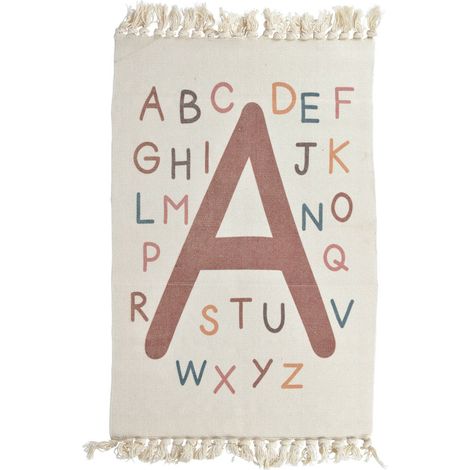 Tapis pour enfants Lettres, chiffres, avec franges, 60 x 90 cm