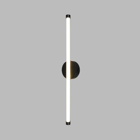 Applique murale tubulaire ultra-mince, en métal électroplaqué avec abat-jour en acrylique cannelé, applique de chevet LED moderne - 11 W - 3000 K, design linéaire(Black) (1/5)