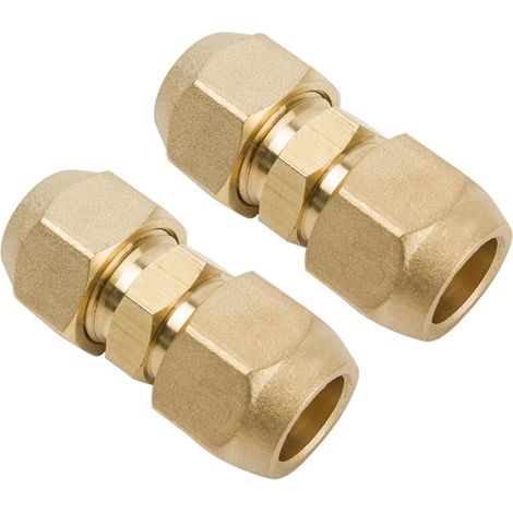 Lot de 2 raccords doubles 3/8" pour tuyaux en cuivre, rallonge de tuyau en cuivre pour double raccord articulé, diamètre du tube en cuivre pour écrou à percussion 9,52 mm (1/5)