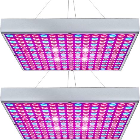 Lampe de croissance LED - 225 LED - Lampe horticole avec panneau rouge, bleu et blanc - Convient aux plantes d'intérieur, pépinières, légumes et fleurs - Lot de deux (1/4)