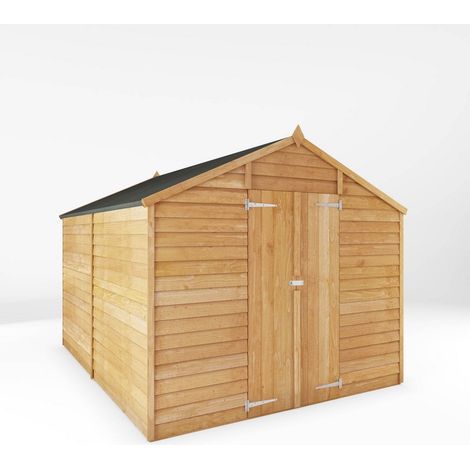 10 x 8 Feet Overlap Apex Windowless Shed - Timber - L296.6 x W248.4 x H211.8 cm - Brown