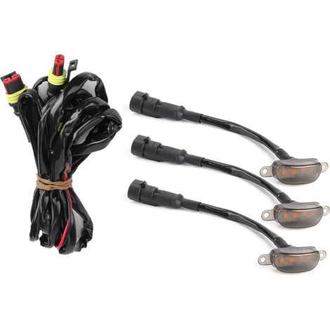 Juego de 3 luces para parrilla con arnés de cableado, alto brillo, compatibles con Ford F-150 Raptor (2010-2014, 2017 y posteriores), lente negra, luz amarilla. (1/2)