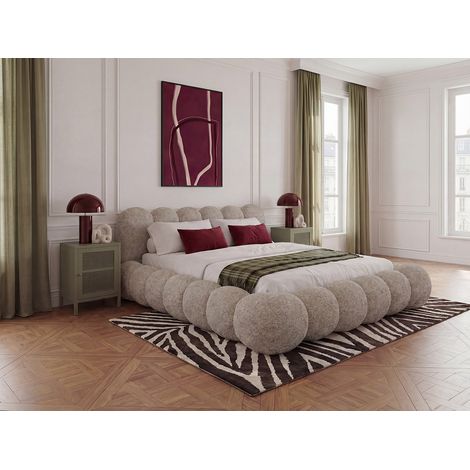 BOBOCHIC - Lit bas BOBBY tissu chiné 160x200 Taupe (1/5)