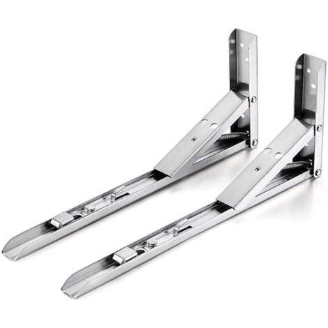 Lot de 2 supports d'étagères murales pliables de 24 cm avec vis de montage pour cuisine, salle de bain, étagère (1/4)