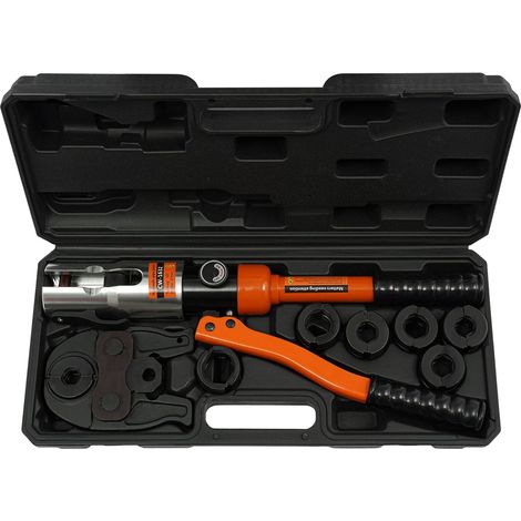 Pince à sertir professionnelle profilée en V, pince à sertir hydraulique en cuivre, avec 7 matrices (V12-V28) et mallette, pour l'énergie, les télécommunications, l'industrie (1/5)