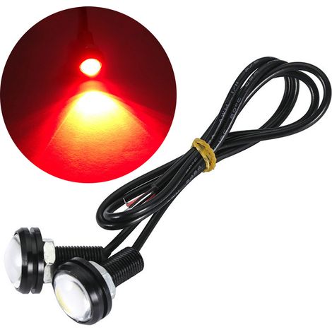 Feu de recul LED 23mm rouge étanche 9W lampe œil d'aigle pour voiture moto (1/5)