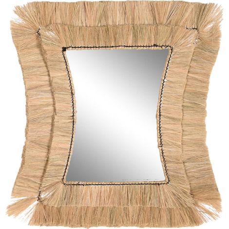 miroir mural en jute naturel style balinais esprit bohème chic - jute naturel beige clair