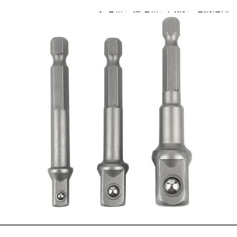 Sechskant-Adapter auf 1/4, 1/2, 3/8 Vierkant – 3-teiliger Innensechskant-Adapter, Stecknuss-Adapter, Steckschlüssel-Muttern-Set, Verbindungsverlängerung für Akkuschrauber (1/5)